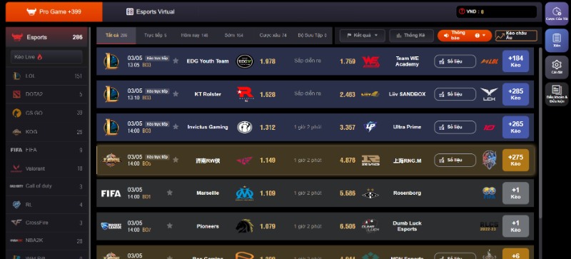 Game cá cược Esports Kubet nét