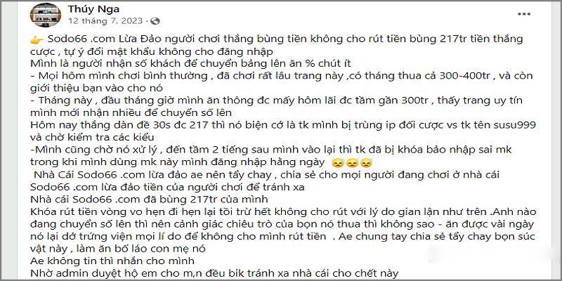 Bài tố Sodo66 lừa đảo